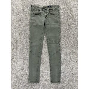 AG Adriano Goldschmied Jeans Womens‎ 26 Olive Green Moto Legging Ankle Zipper